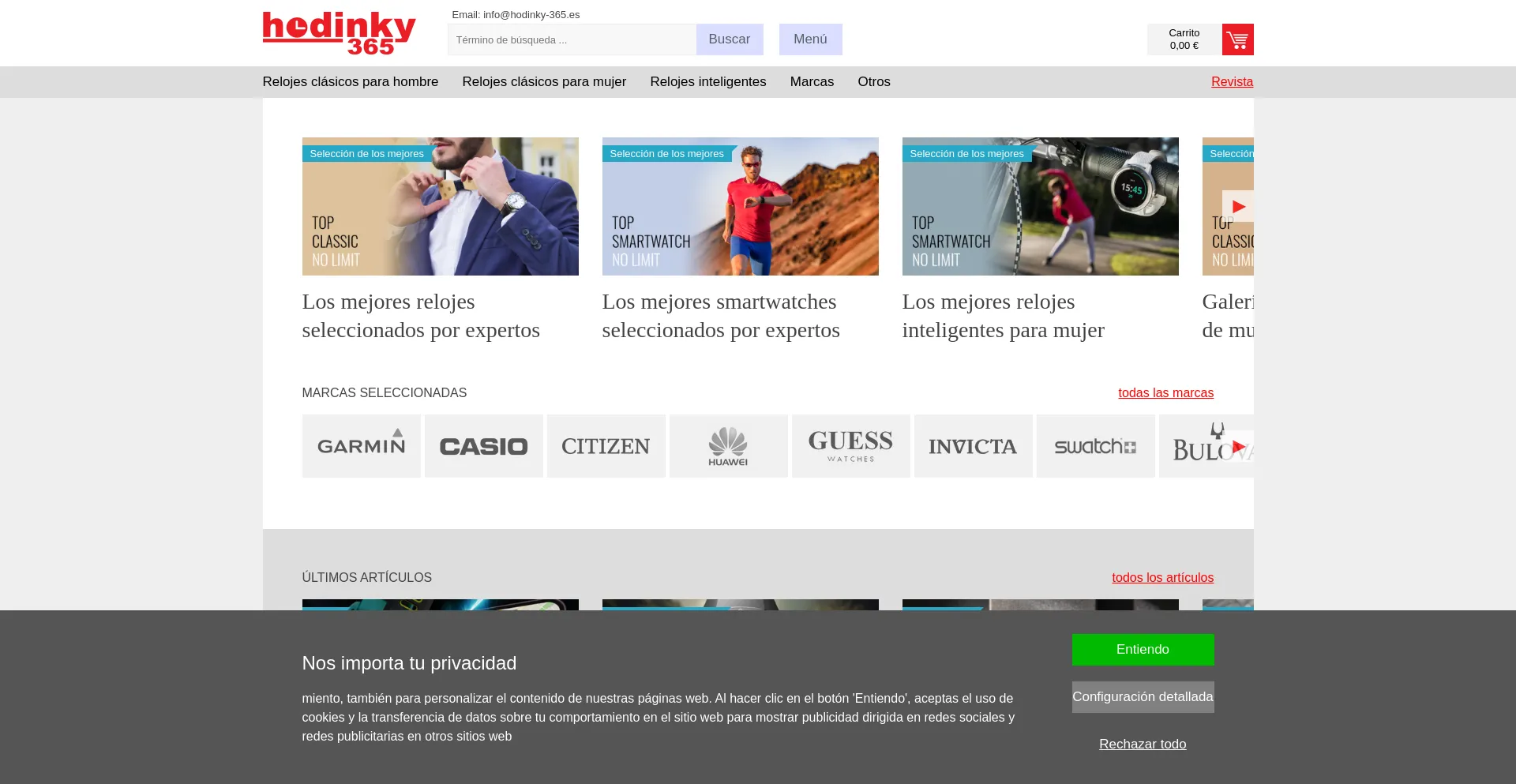 Website screenshot of Hodinky-365.es