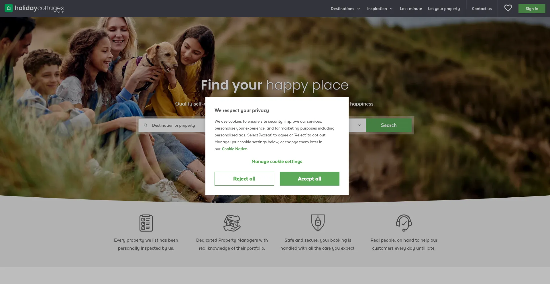 Holidaycottages.co.uk Screenshot