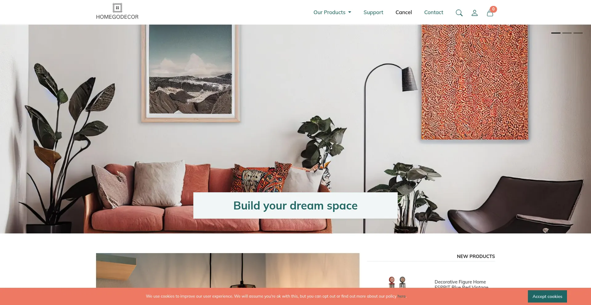 Website screenshot of Homegodecor.com
