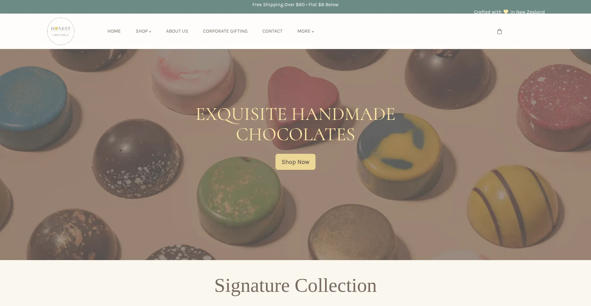 Website screenshot of Honestchocolat.com