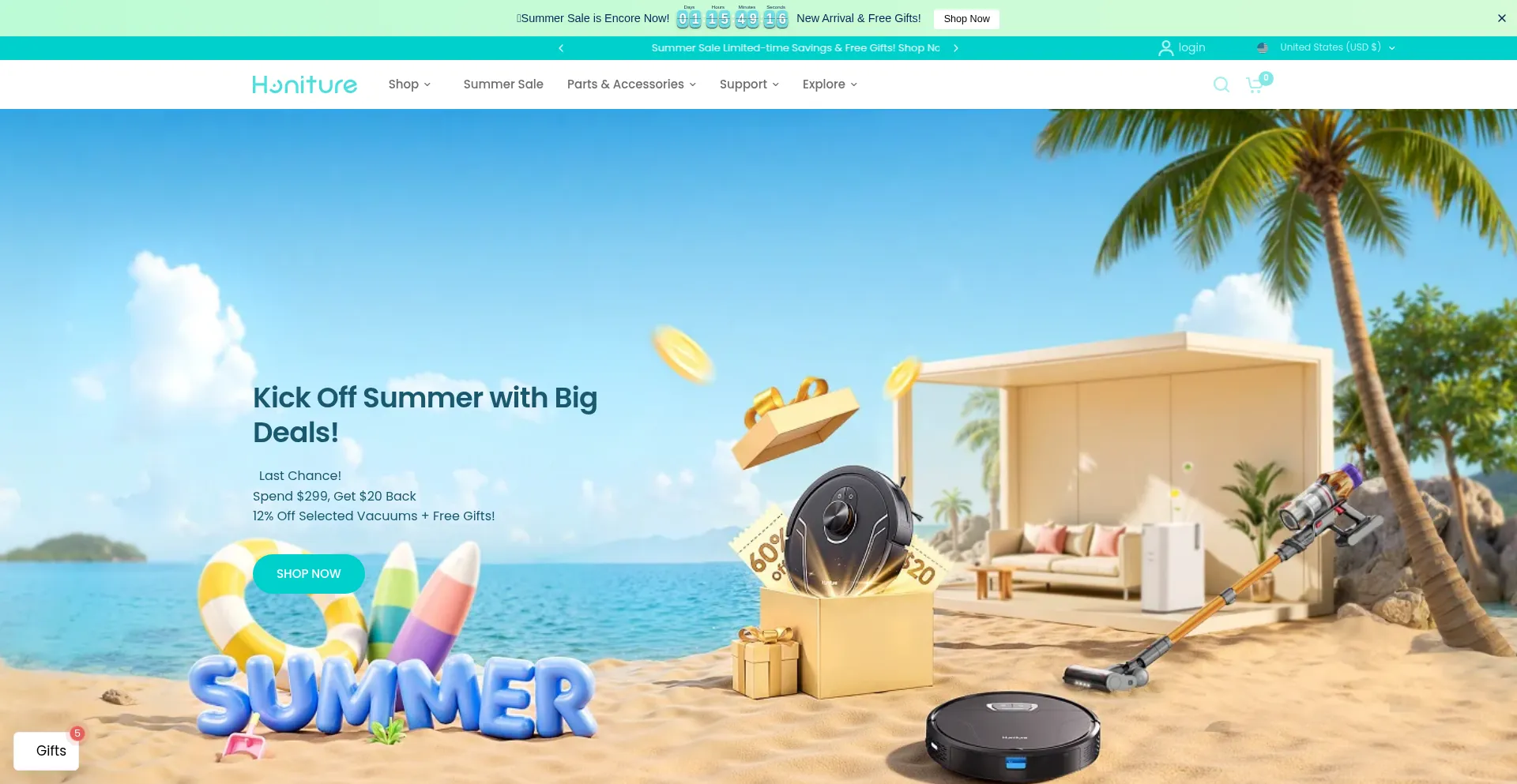 Website screenshot of Honiture.com