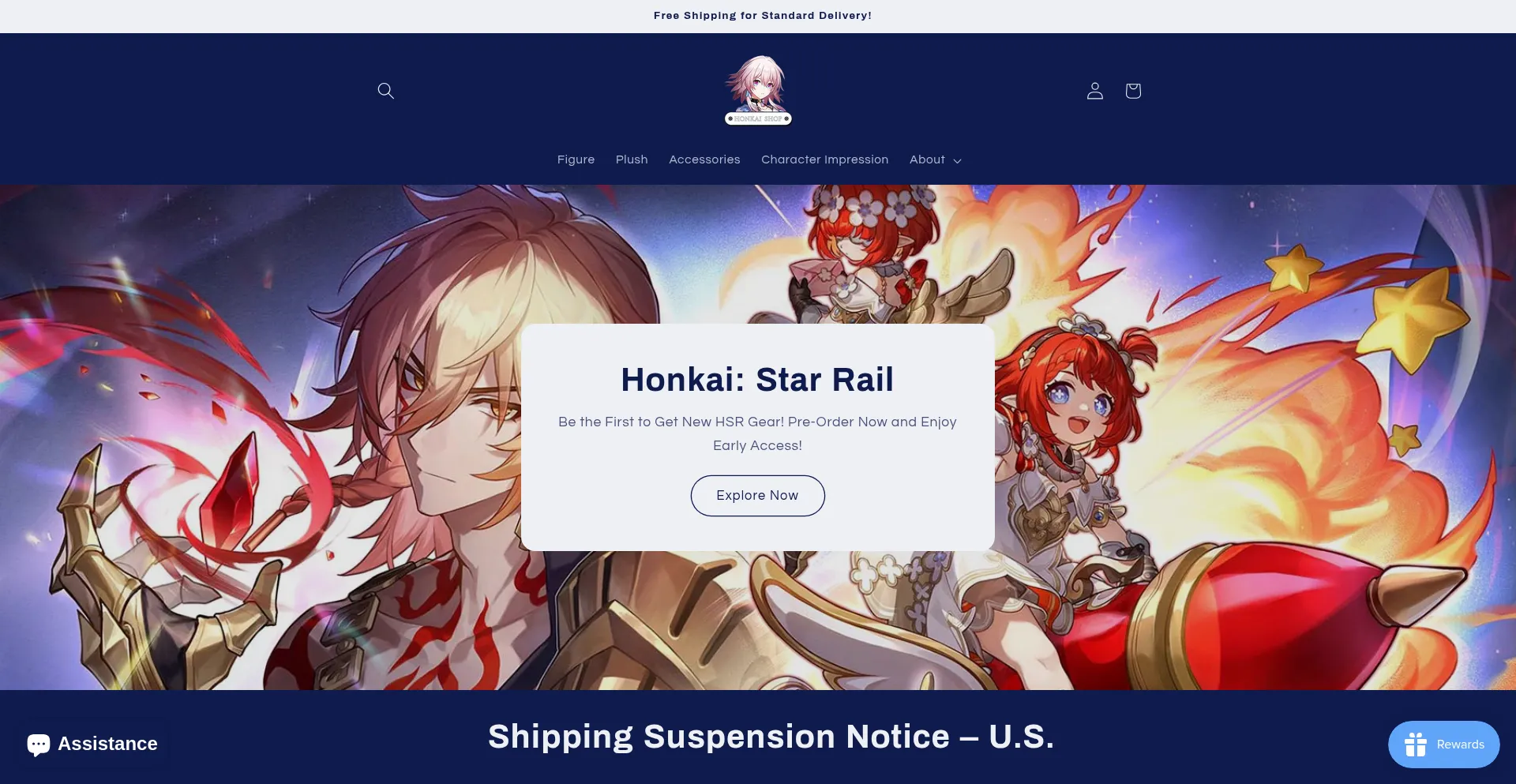 Website screenshot of Honkai.shop