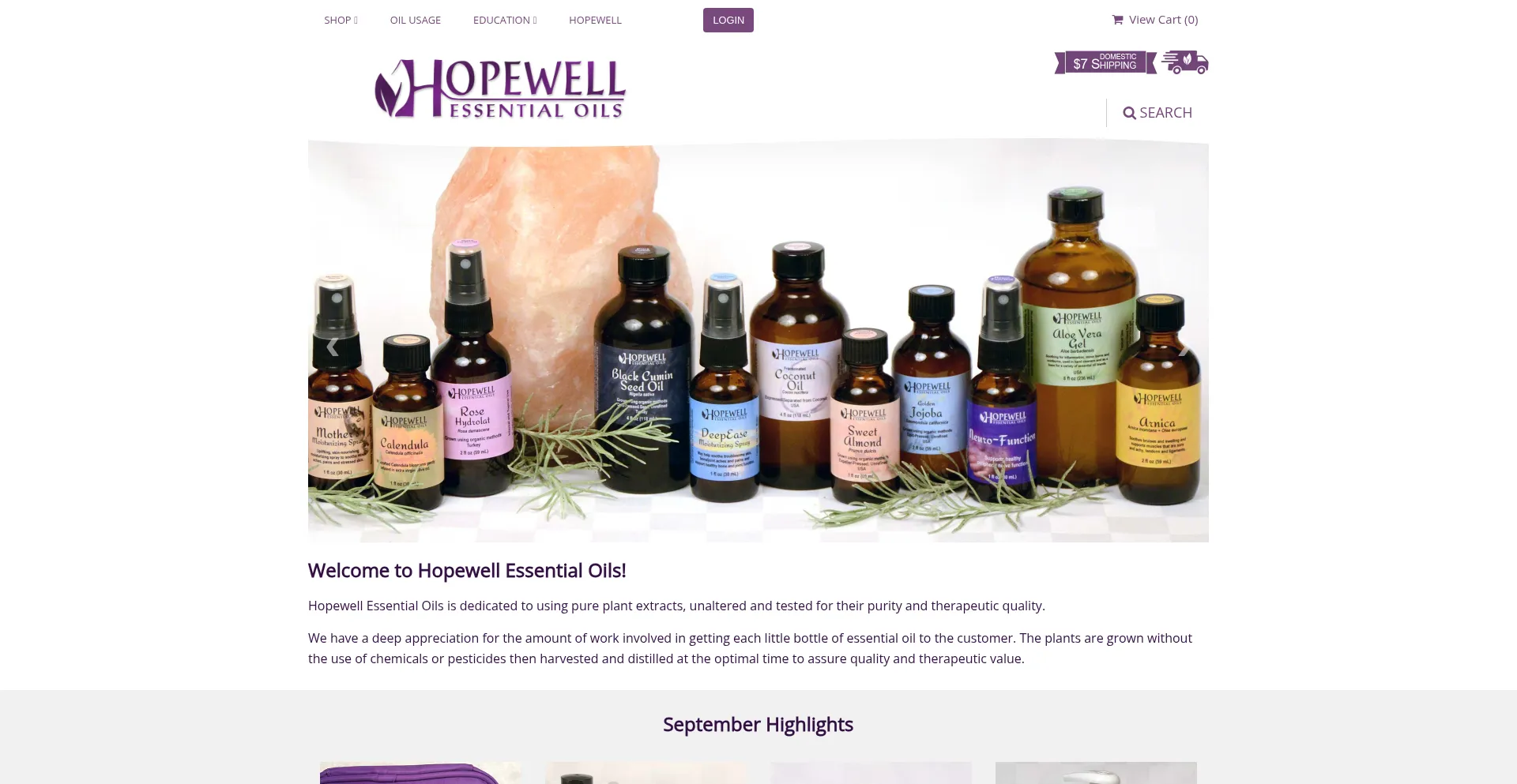 Website screenshot of Hopewelloils.com