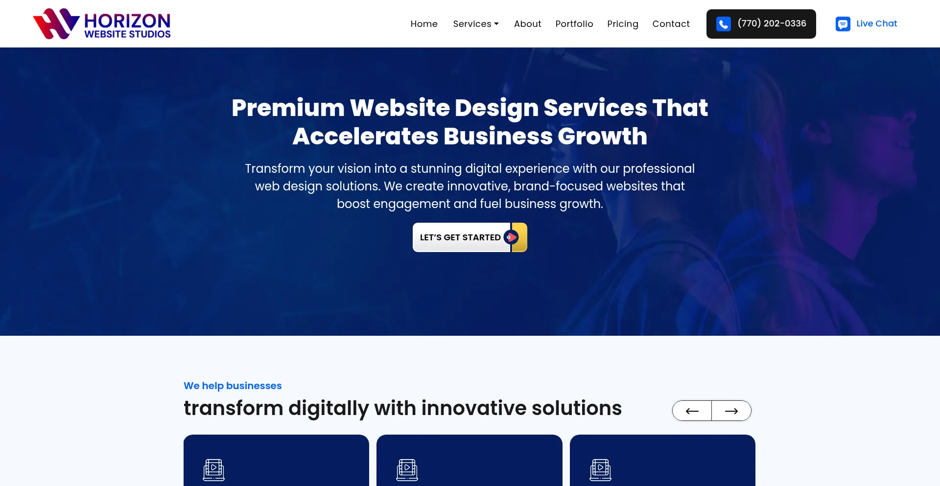Website screenshot of Horizonwebsitestudios.com