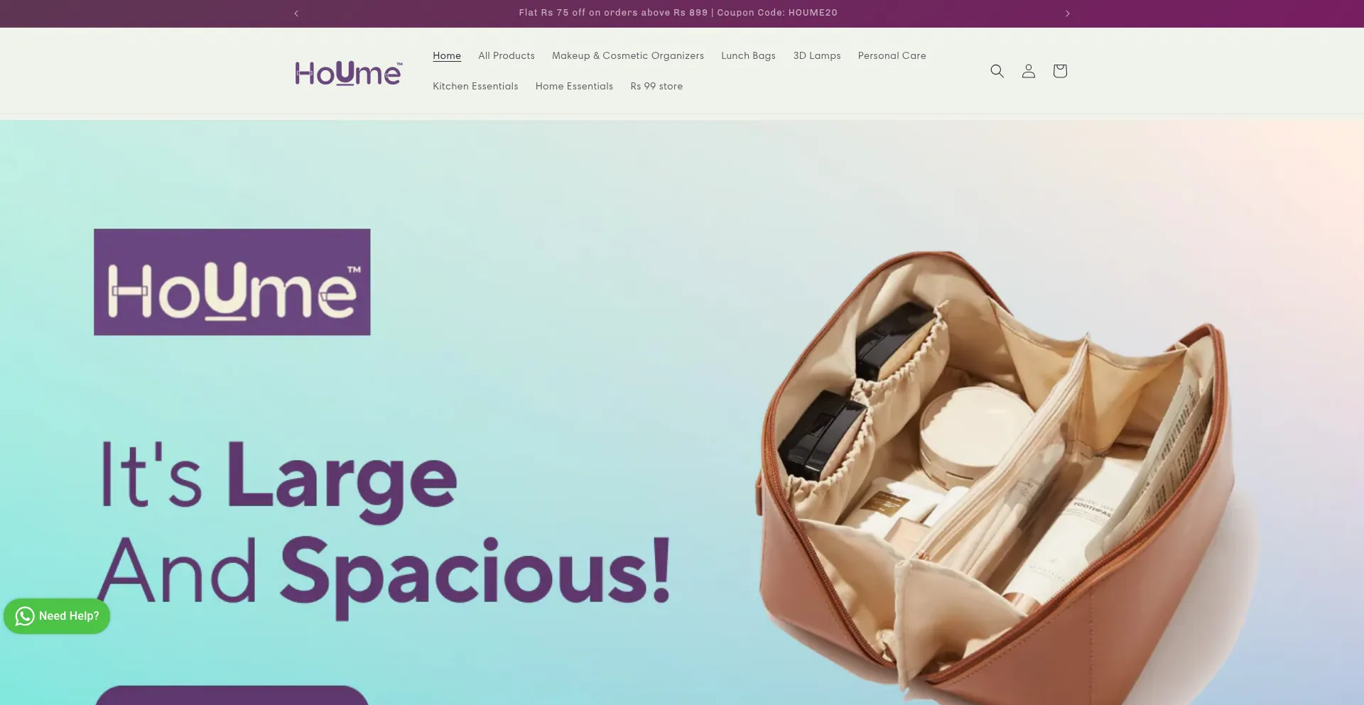 Website screenshot of Houme.in