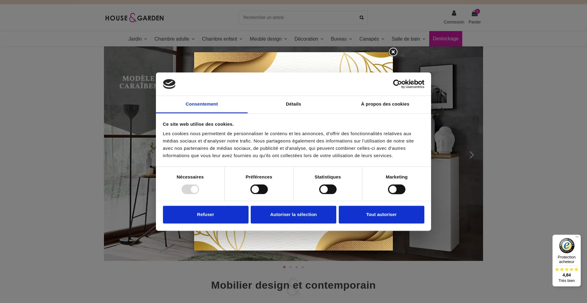 Website screenshot of Houseandgarden-discount.com