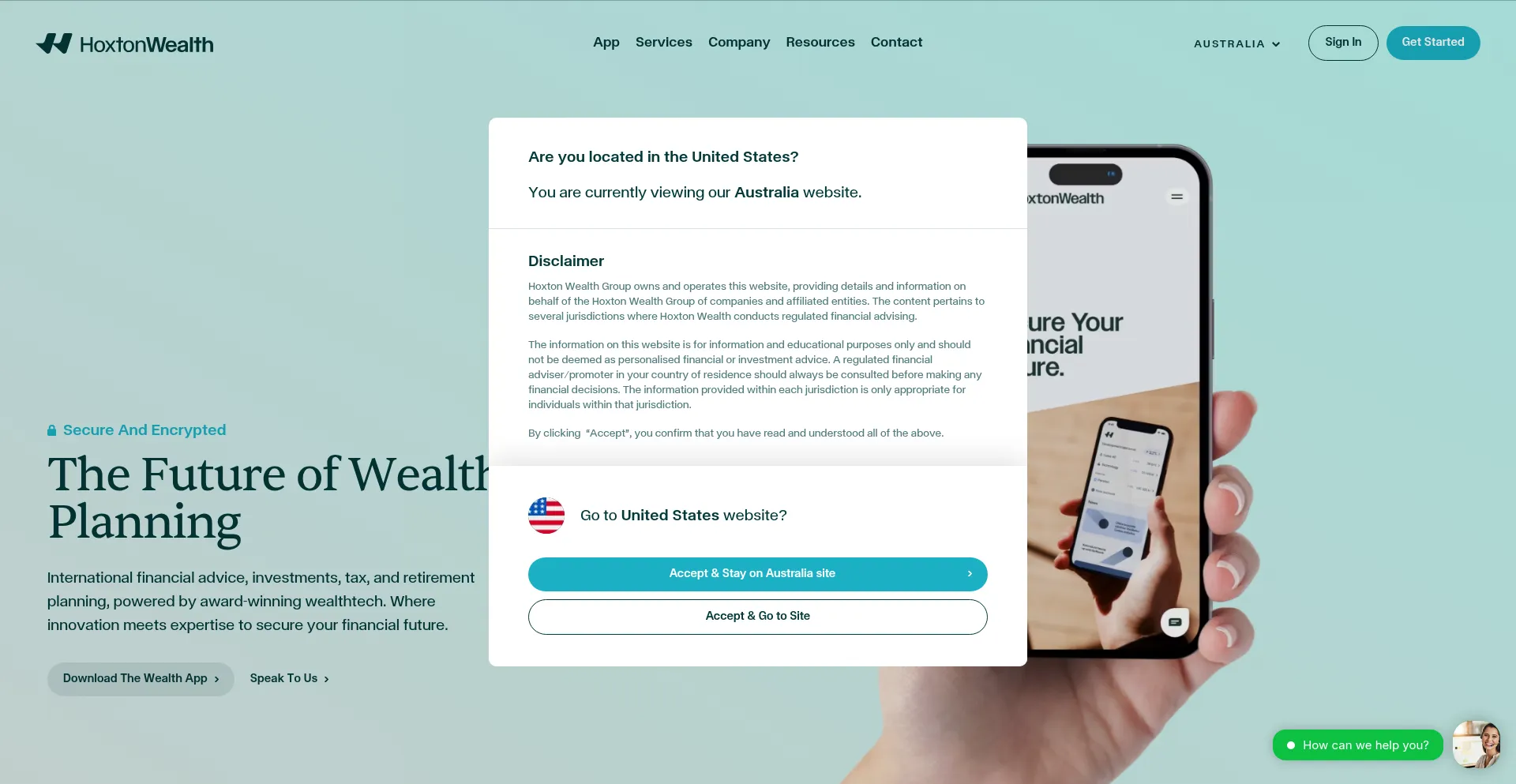Website screenshot of Hoxtonwealth.com.au
