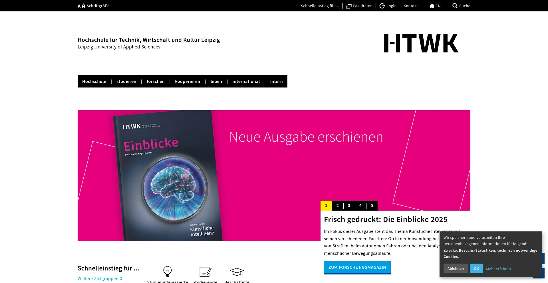 Website screenshot of Htwk-leipzig.de