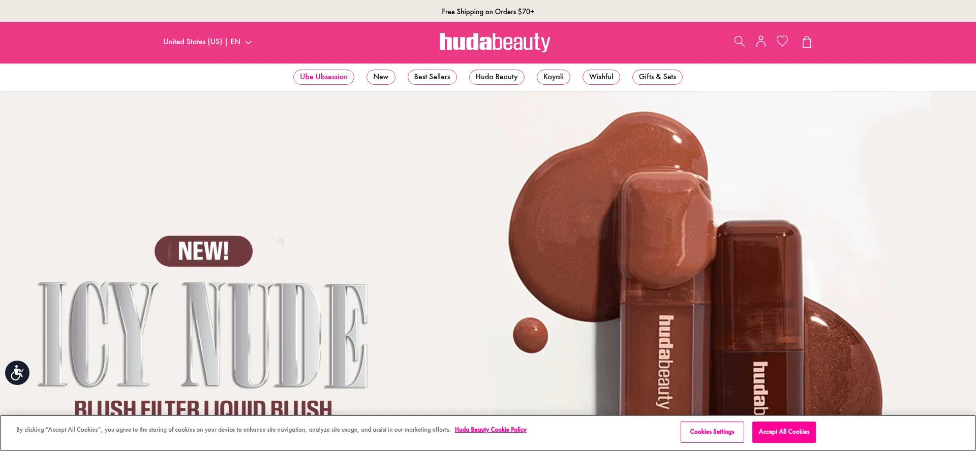 Website screenshot of Hudabeauty.com