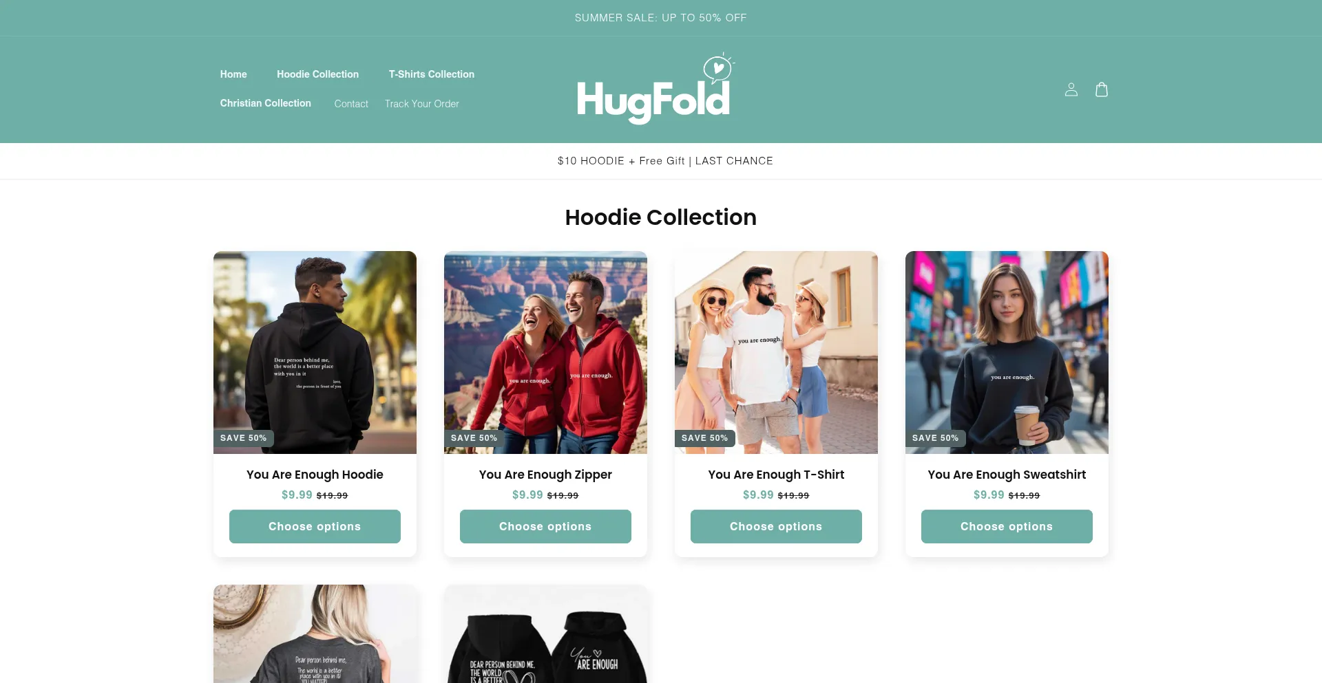 Website screenshot of Hugfold.com