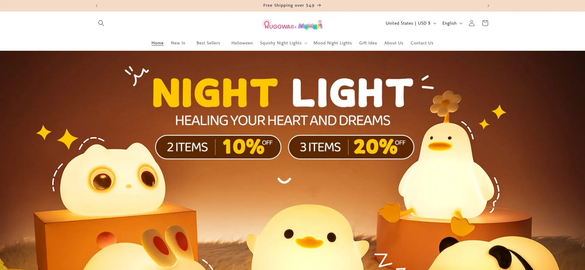Website screenshot of Huggwaii.com