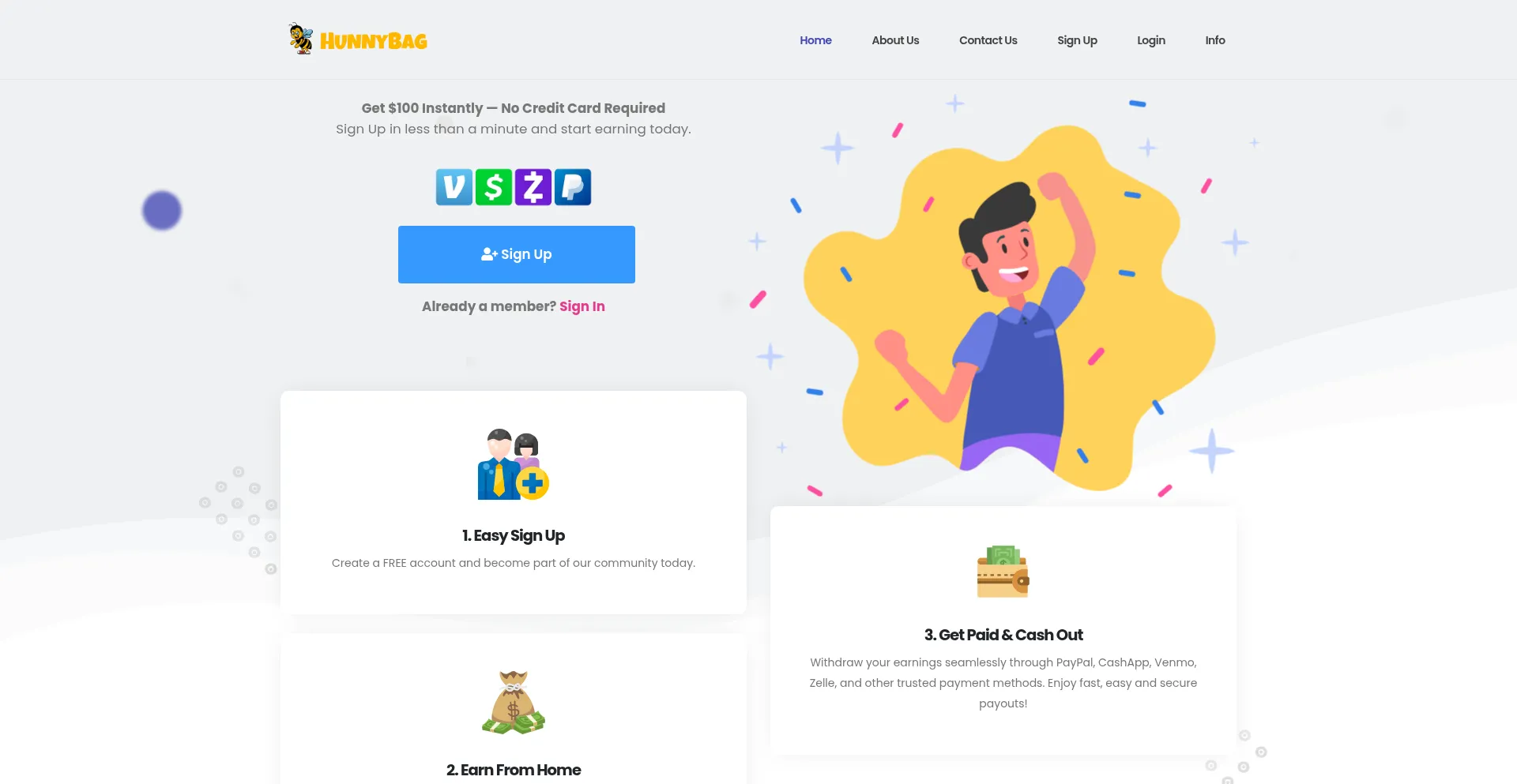 Website screenshot of Hunnybag.com