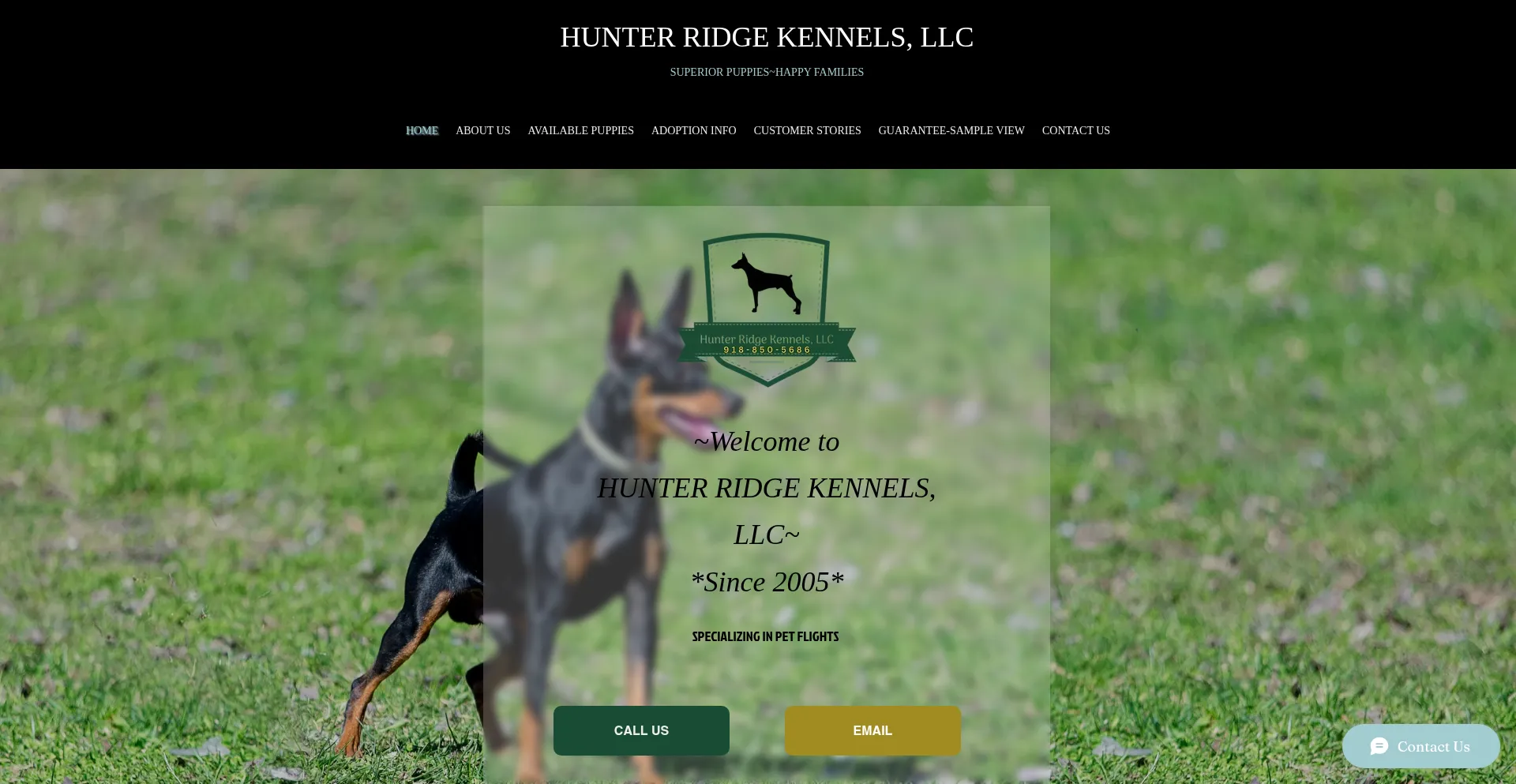 Hunterridgekennels.com Screenshot