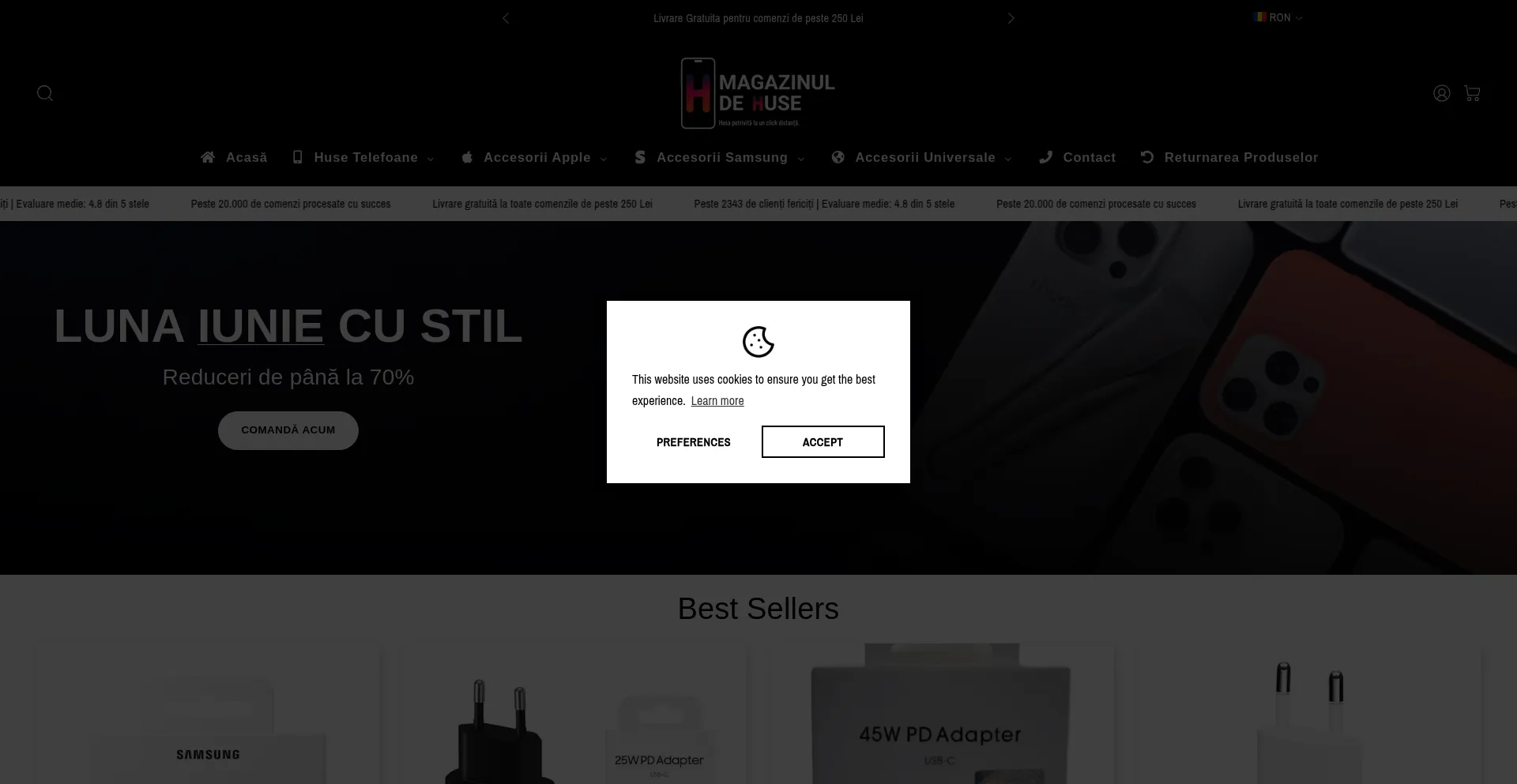 Website screenshot of Huse-iphone.ro