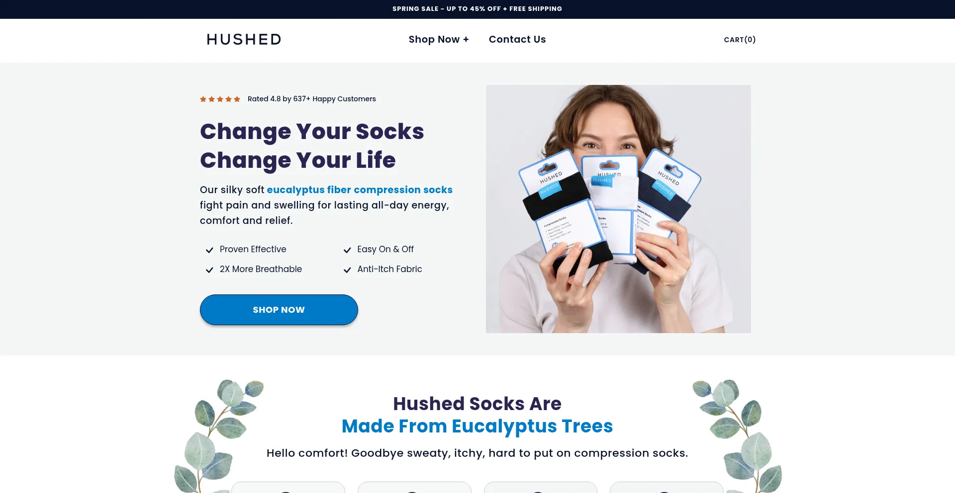 Website screenshot of Hushedsocks.com