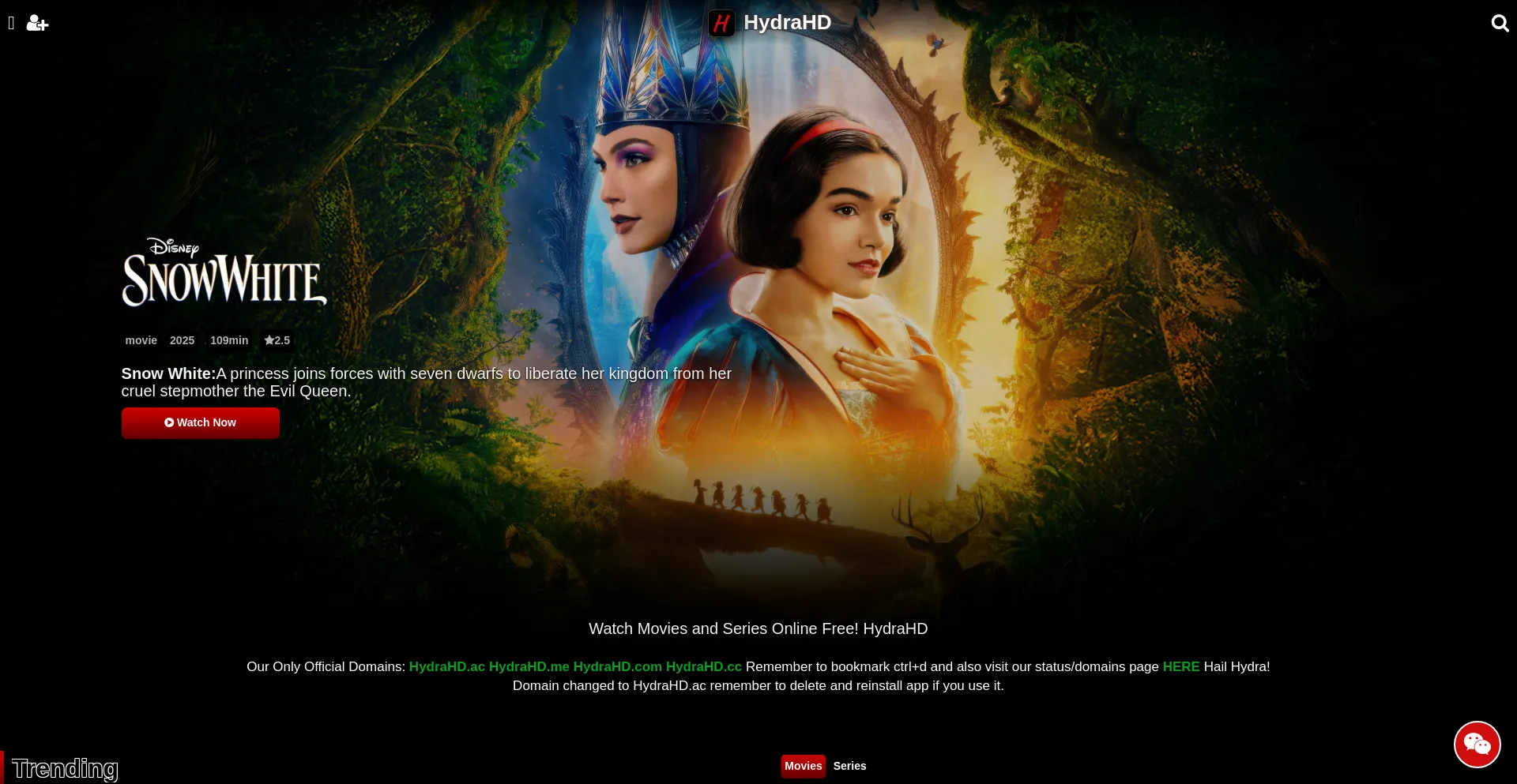 Website screenshot of Hydrahd.ac