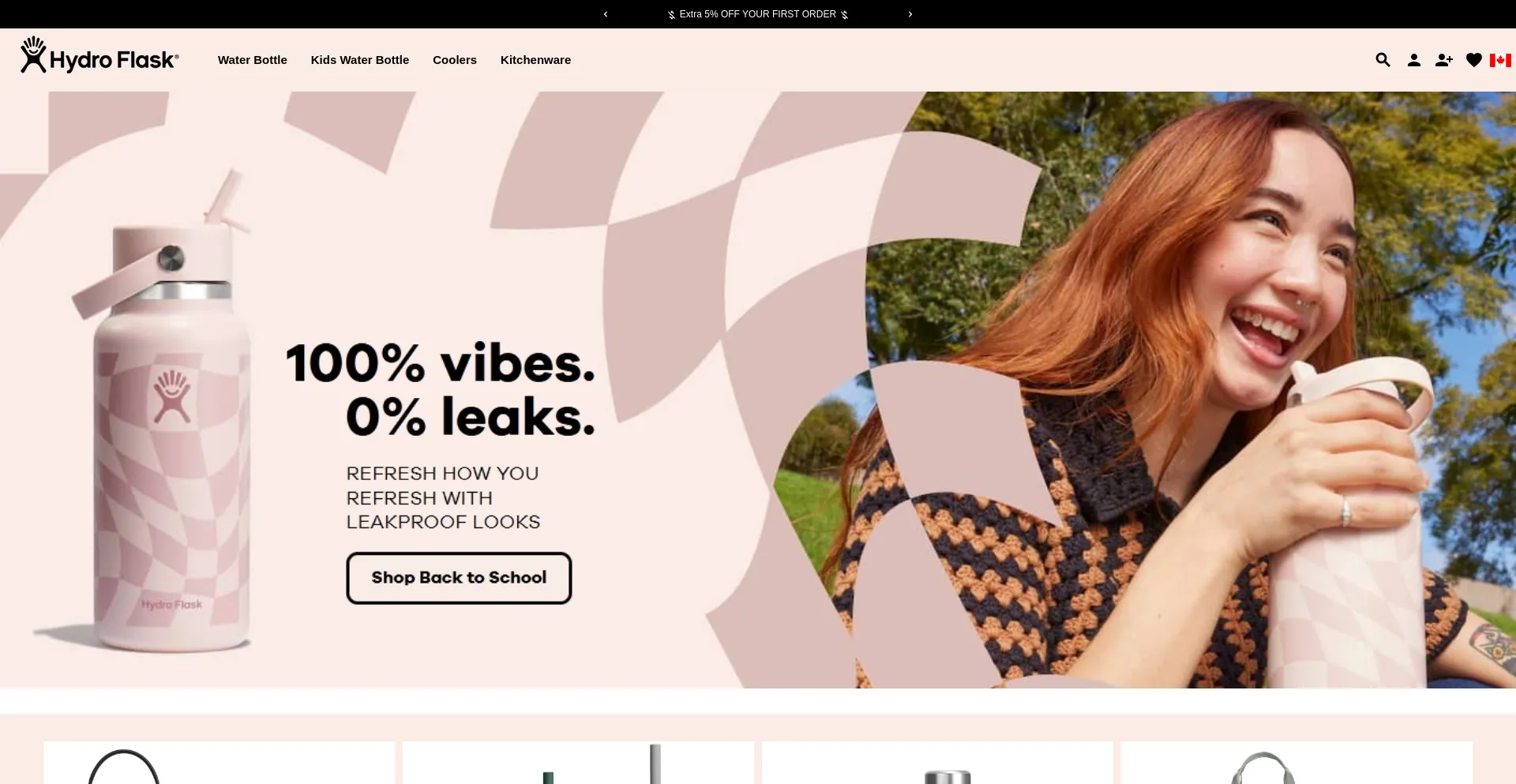 Website screenshot of Hydroflaskcanada.ca