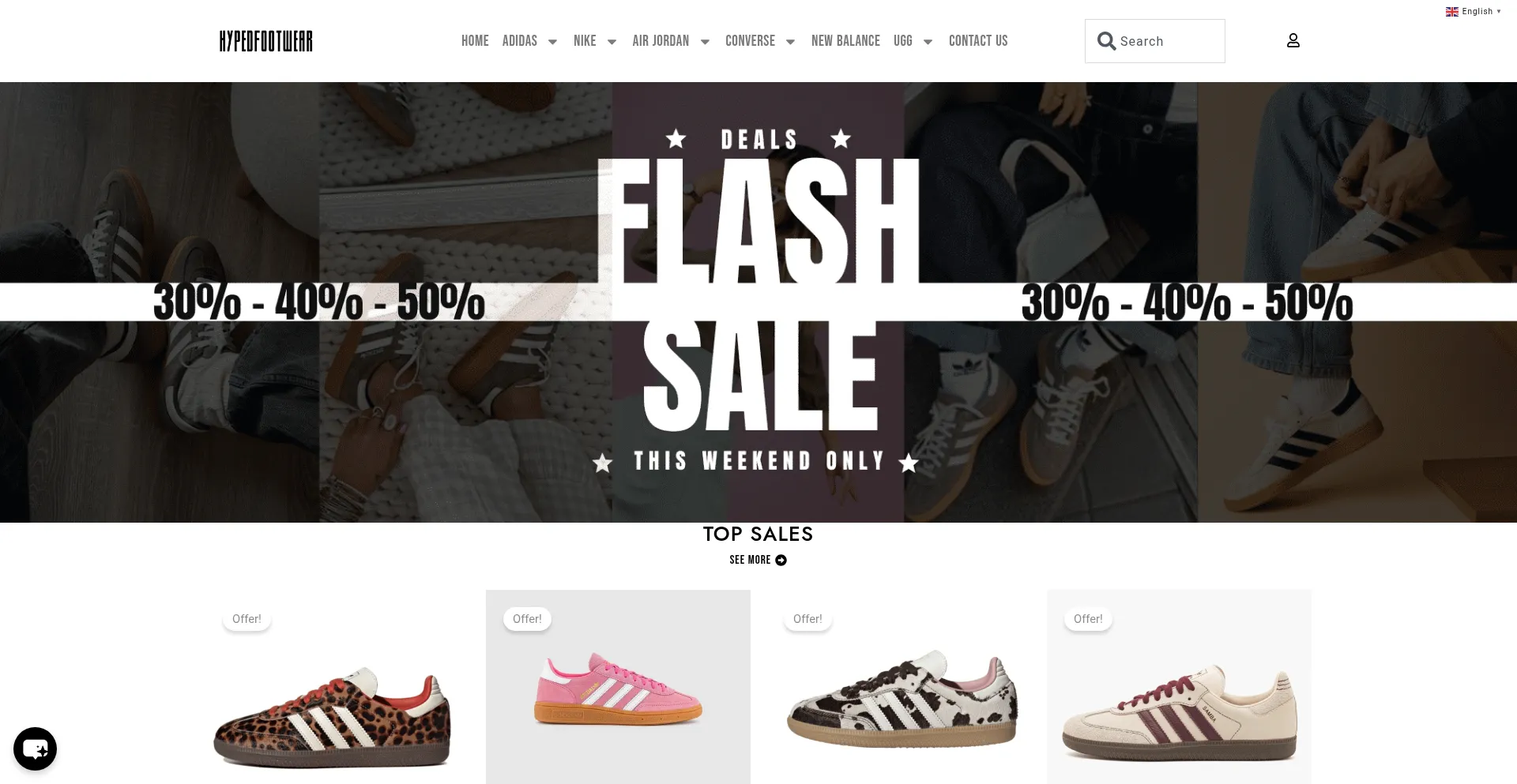 Website screenshot of Hypedfootwear.com