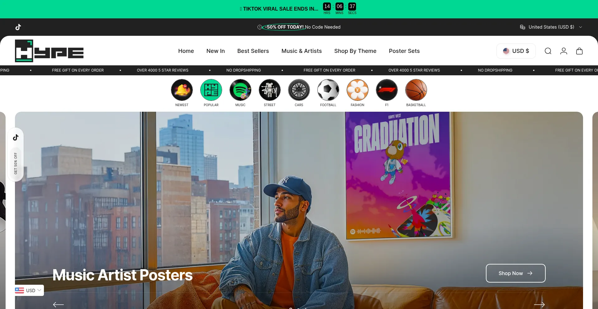 Website screenshot of Hypeposters.com