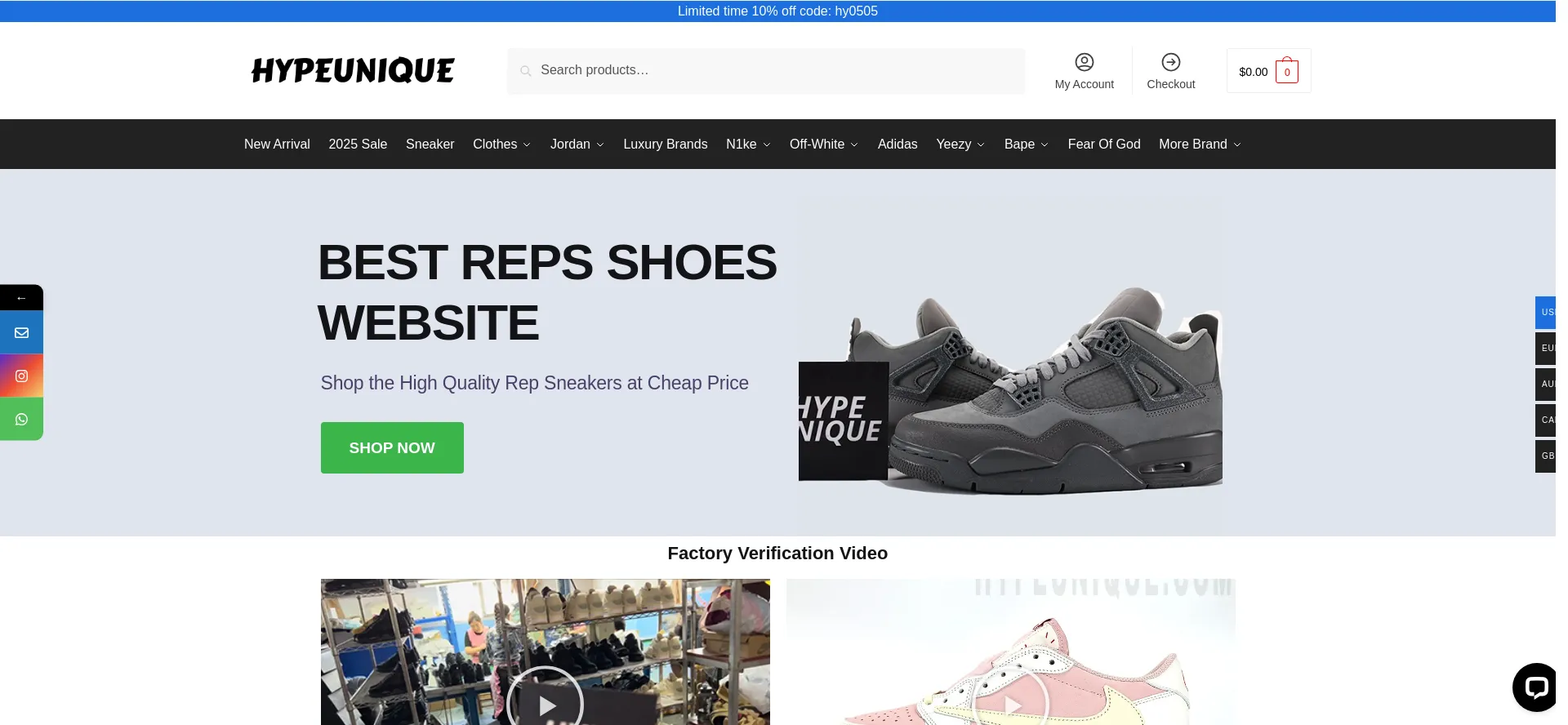 Website screenshot of Hypeunique.org