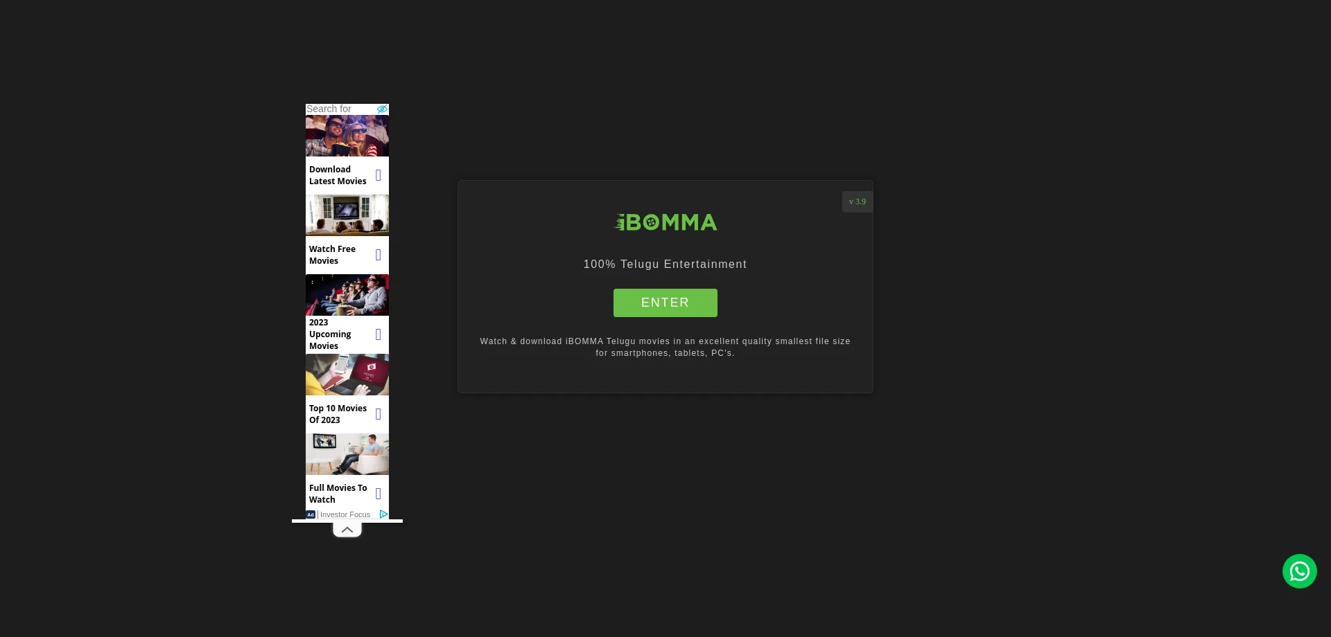 Website screenshot of Ibomma.io