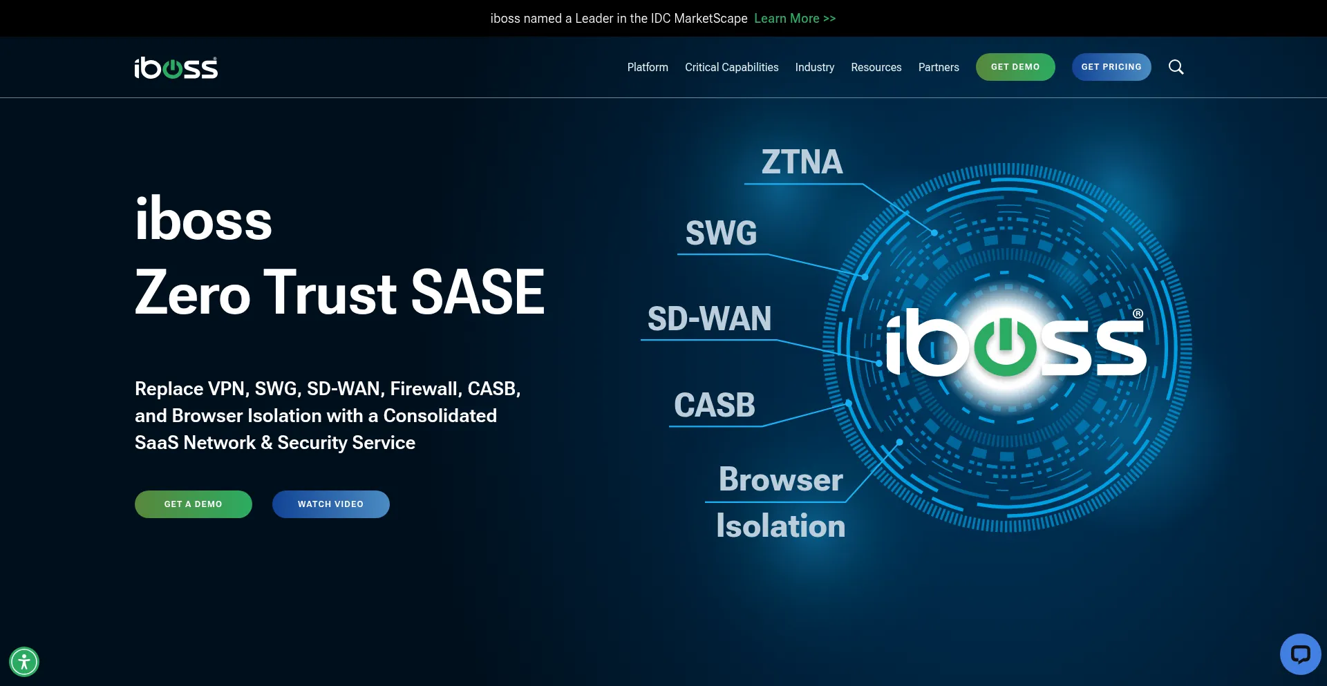 Website screenshot of Iboss.com