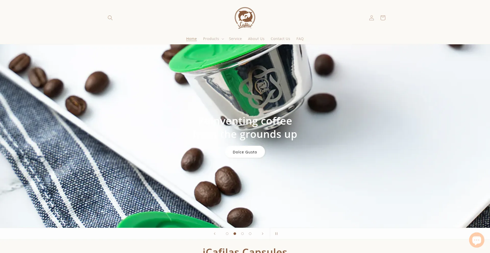 Website screenshot of Icafilascafe.com