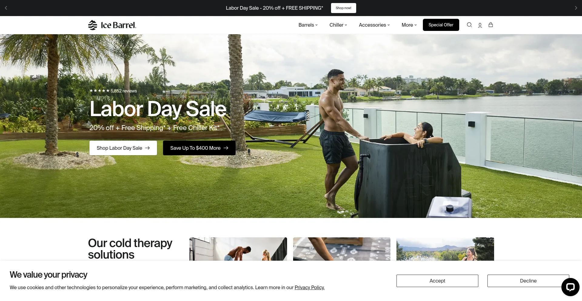 Website screenshot of Icebarrel.com
