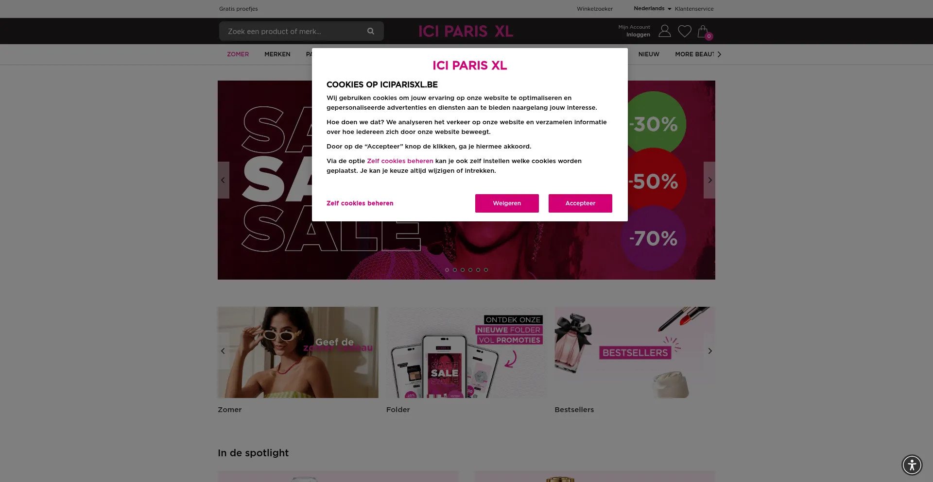 Website screenshot of Iciparisxl.be
