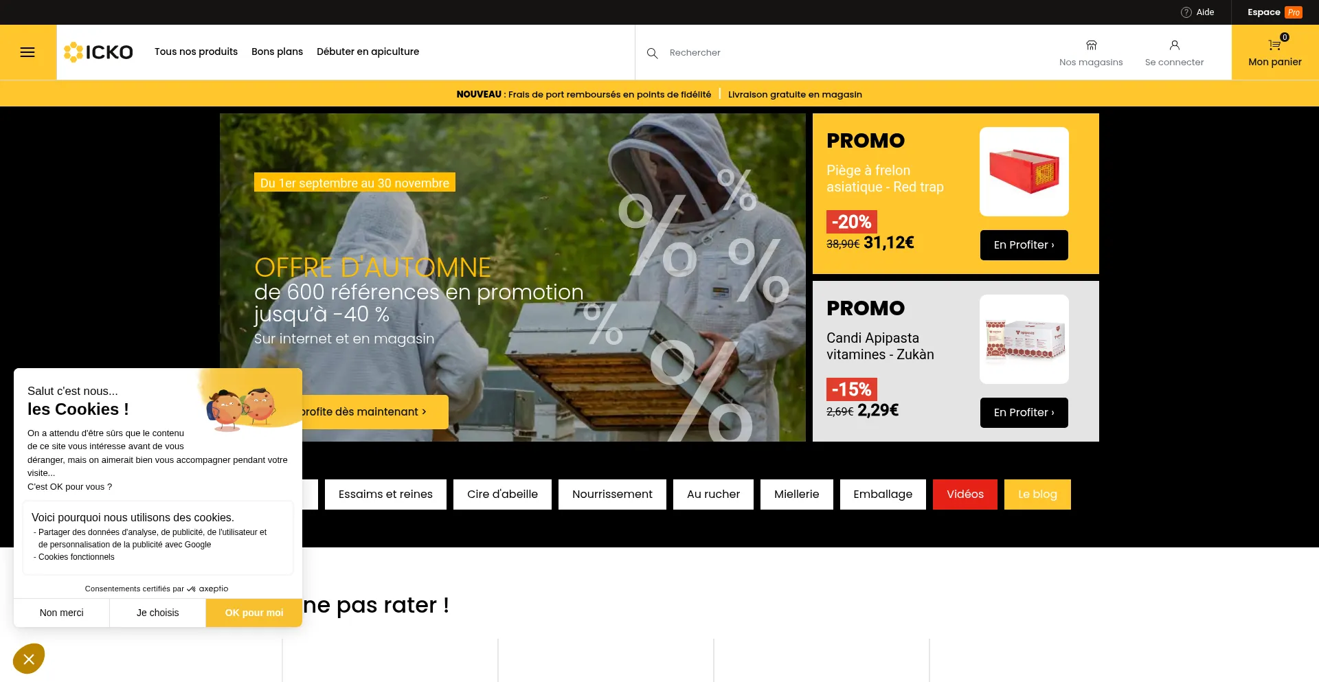 Website screenshot of Icko-apiculture.com
