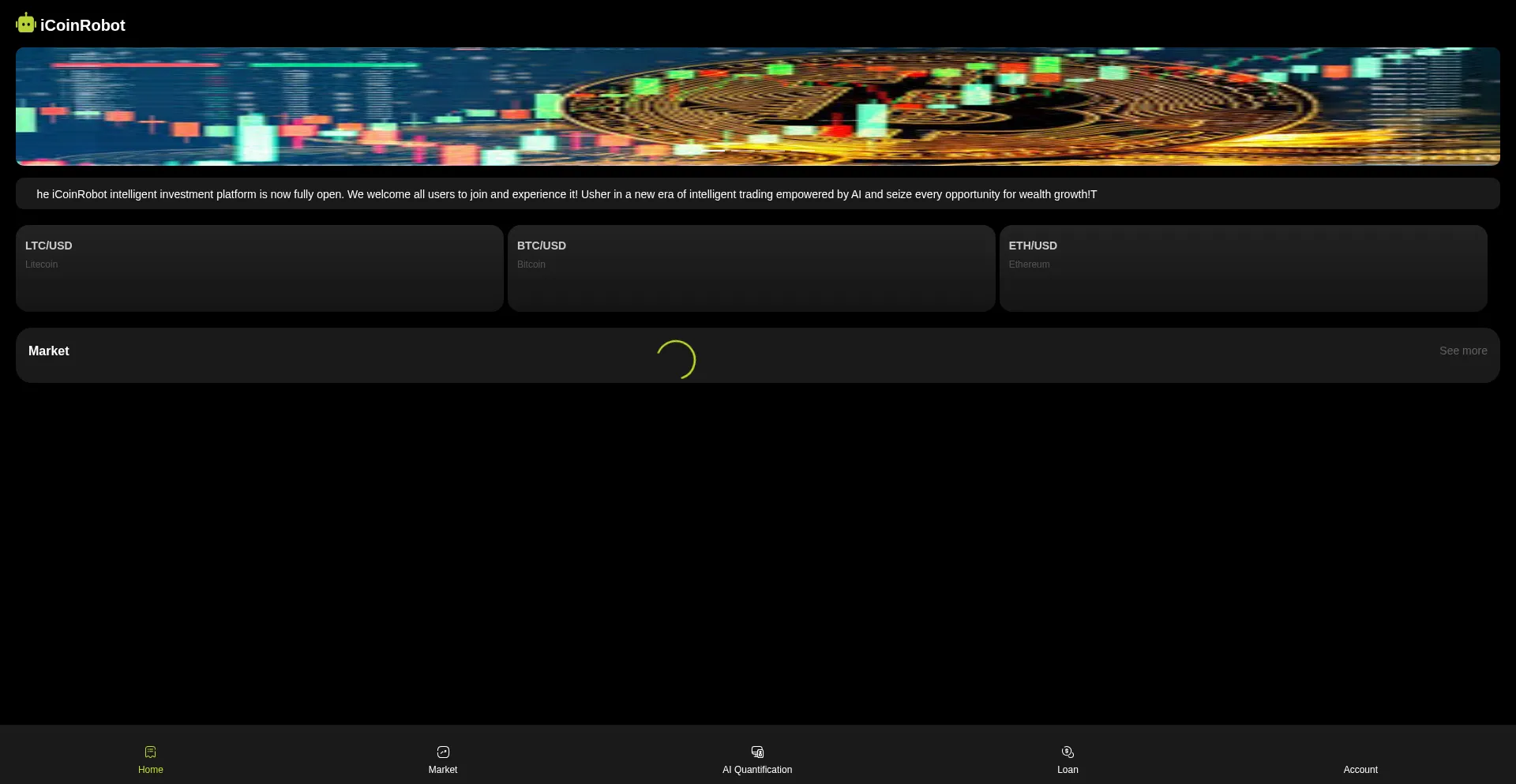 Website screenshot of Icoinrobot.com