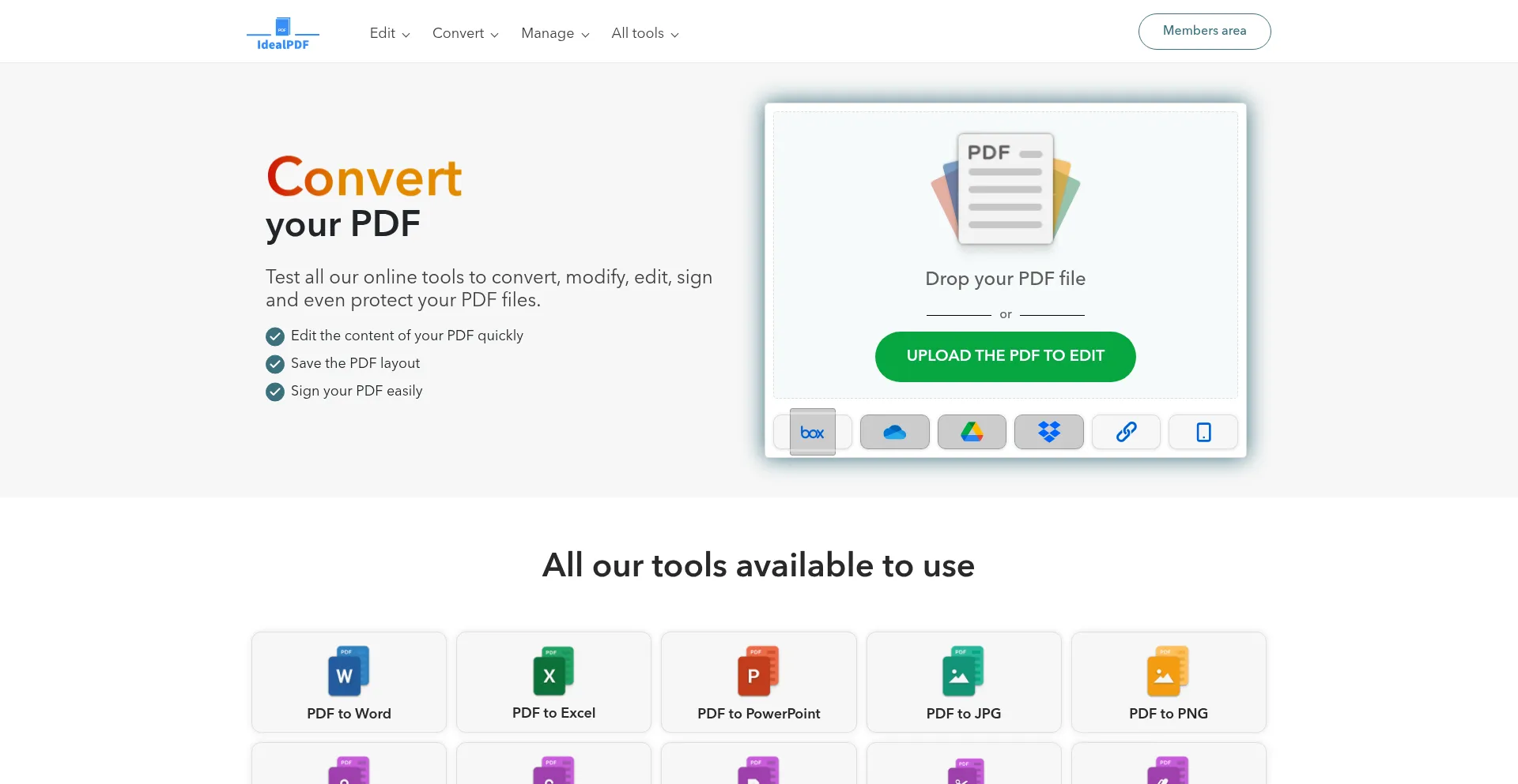 Website screenshot of Ideal-pdf.com