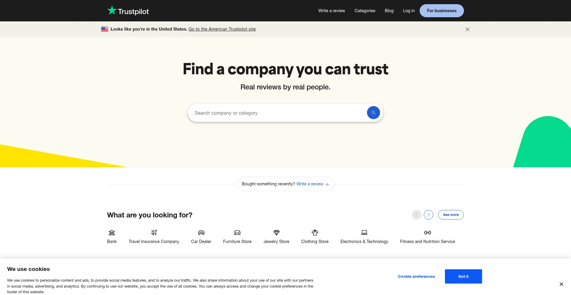 Website screenshot of Ie.trustpilot.com