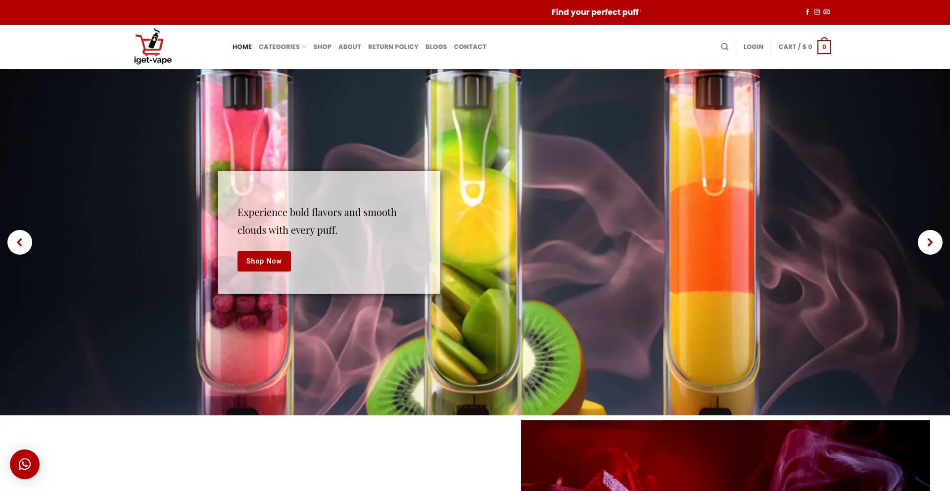 Website screenshot of Iget-vape.net