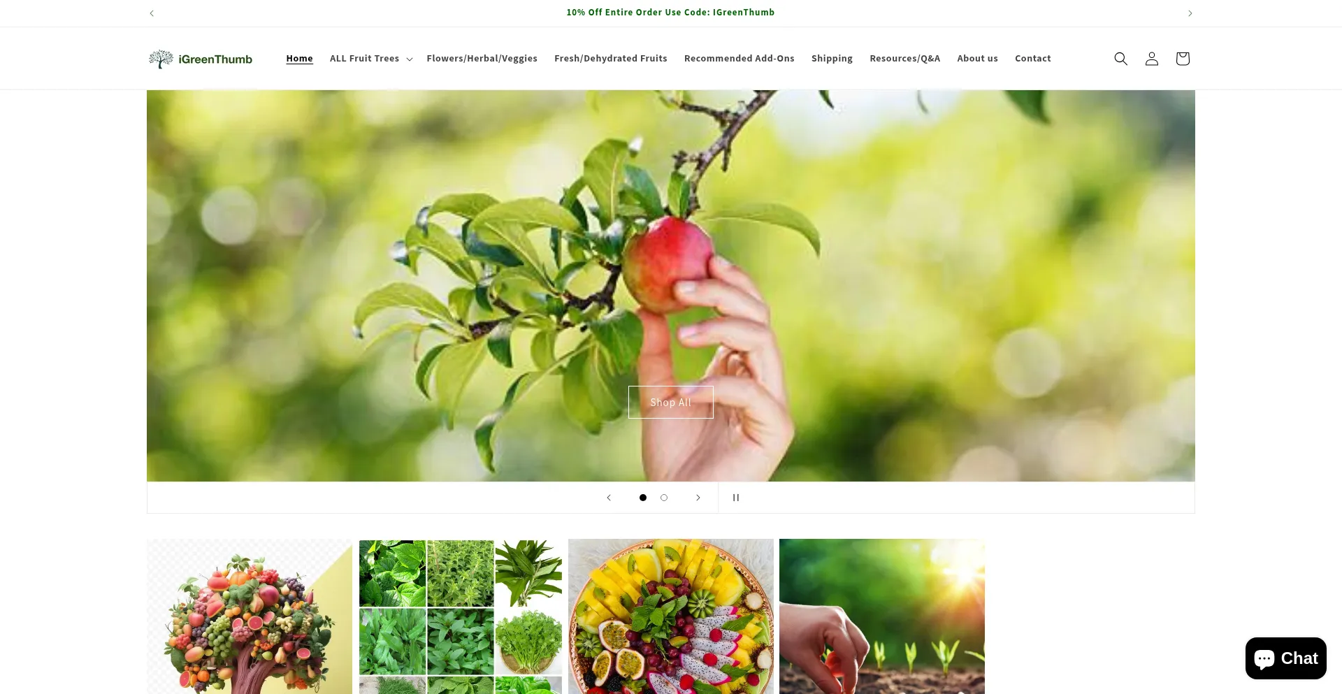 Website screenshot of Igreenthumb.com
