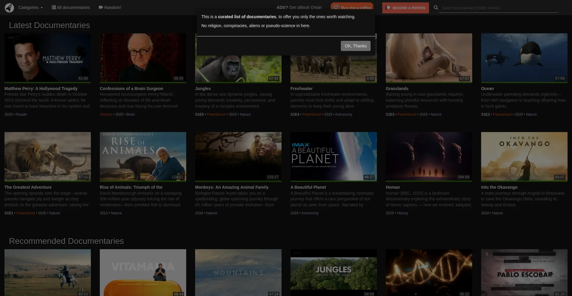 Website screenshot of Ihavenotv.com