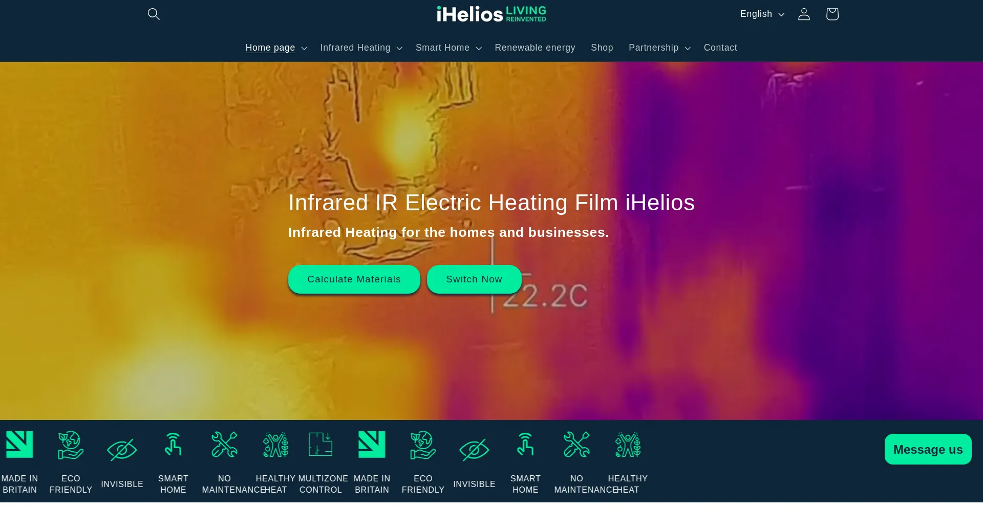 Website screenshot of Iheliosliving.co.uk