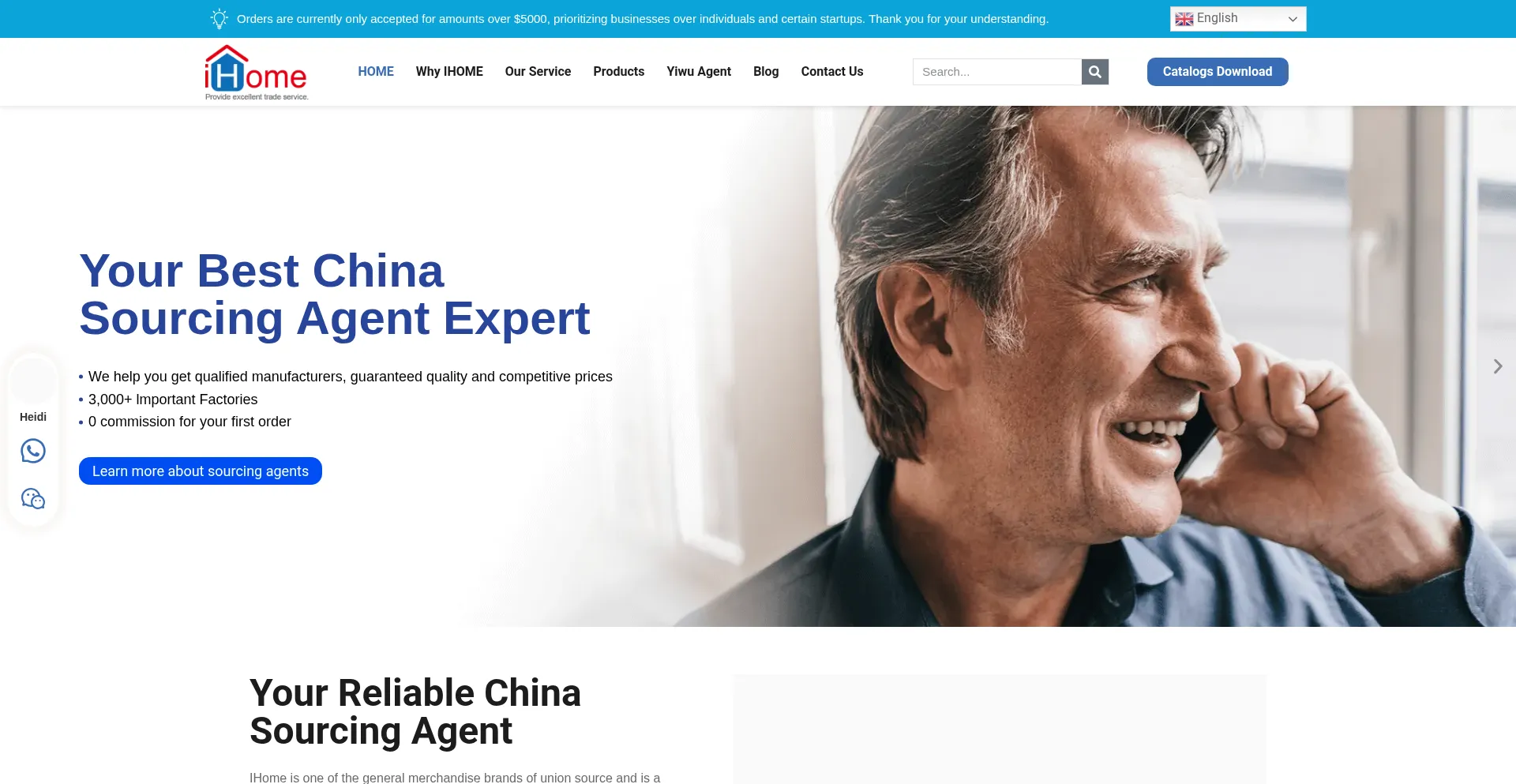Website screenshot of Ihomechinabuy.com