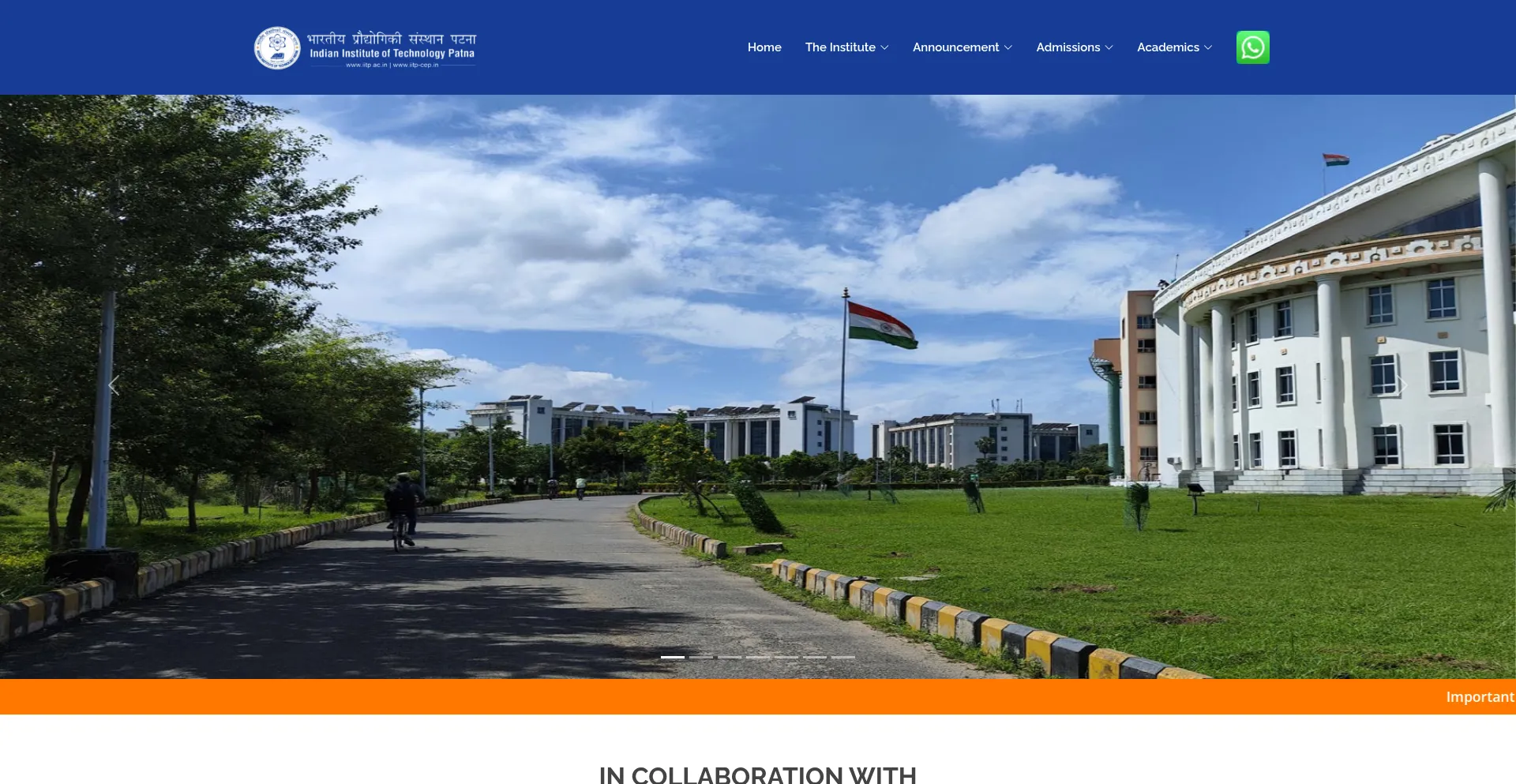 Website screenshot of Iitp-cep.in