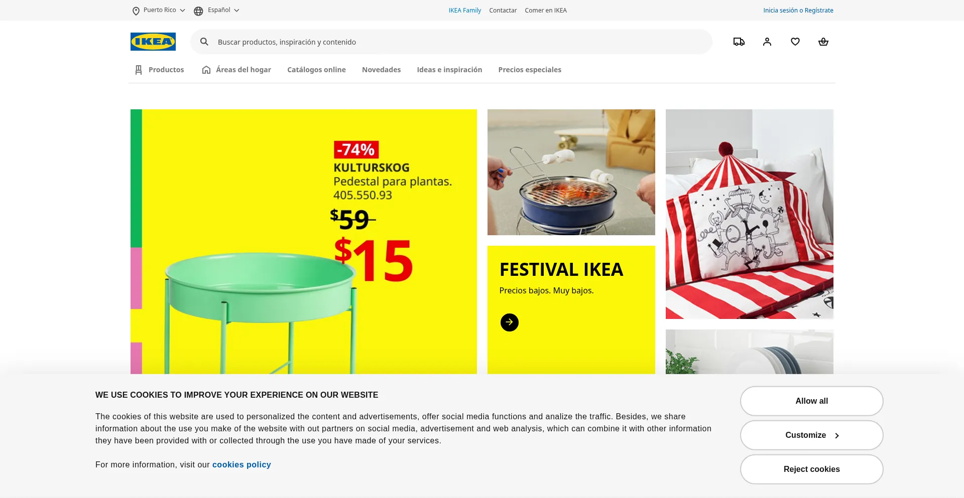 Website screenshot of Ikea.pr