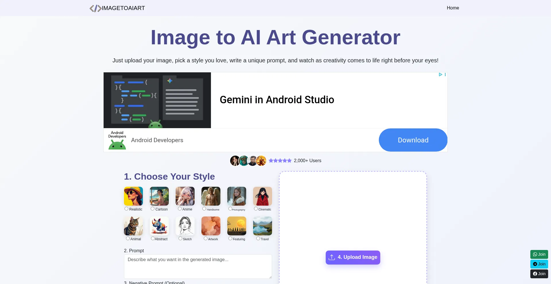 Imagetoaiart.com Screenshot