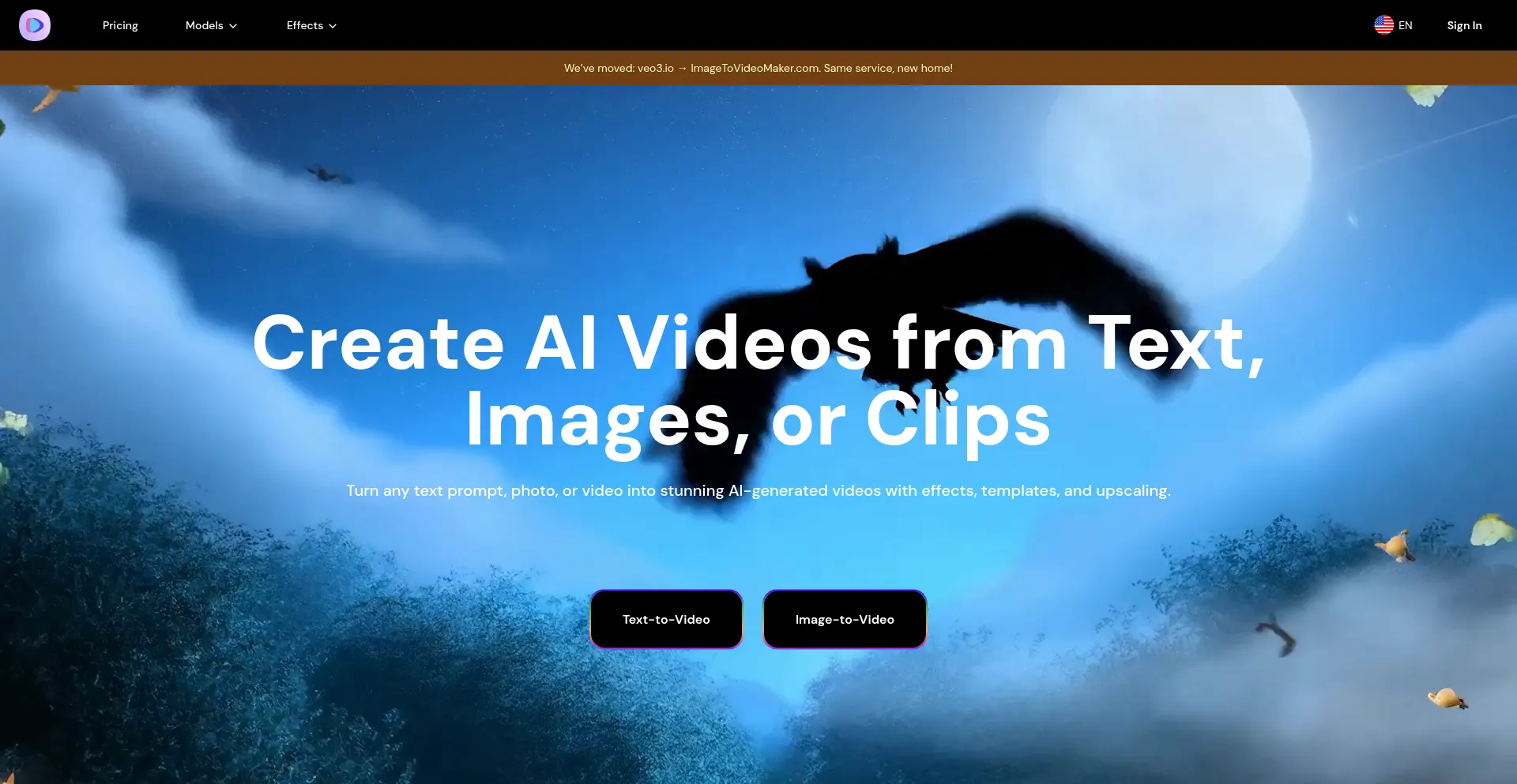 Website screenshot of Imagetovideomaker.com