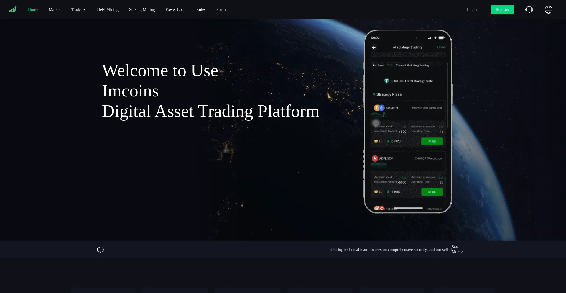 Website screenshot of Imcoins.net