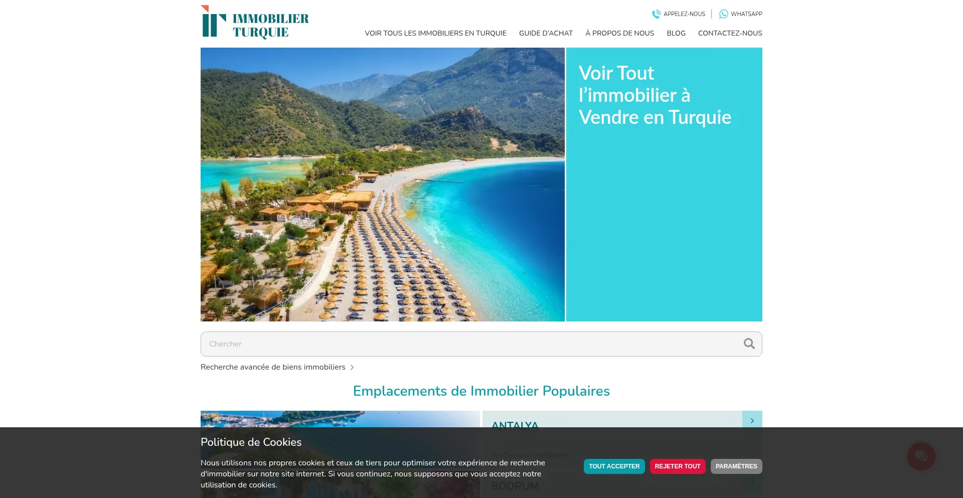 Website screenshot of Immobilierturquie.fr