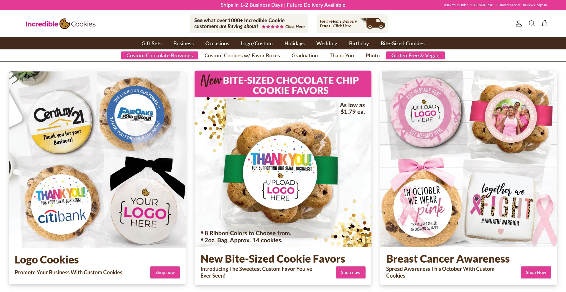 Website screenshot of Incrediblecookies.com