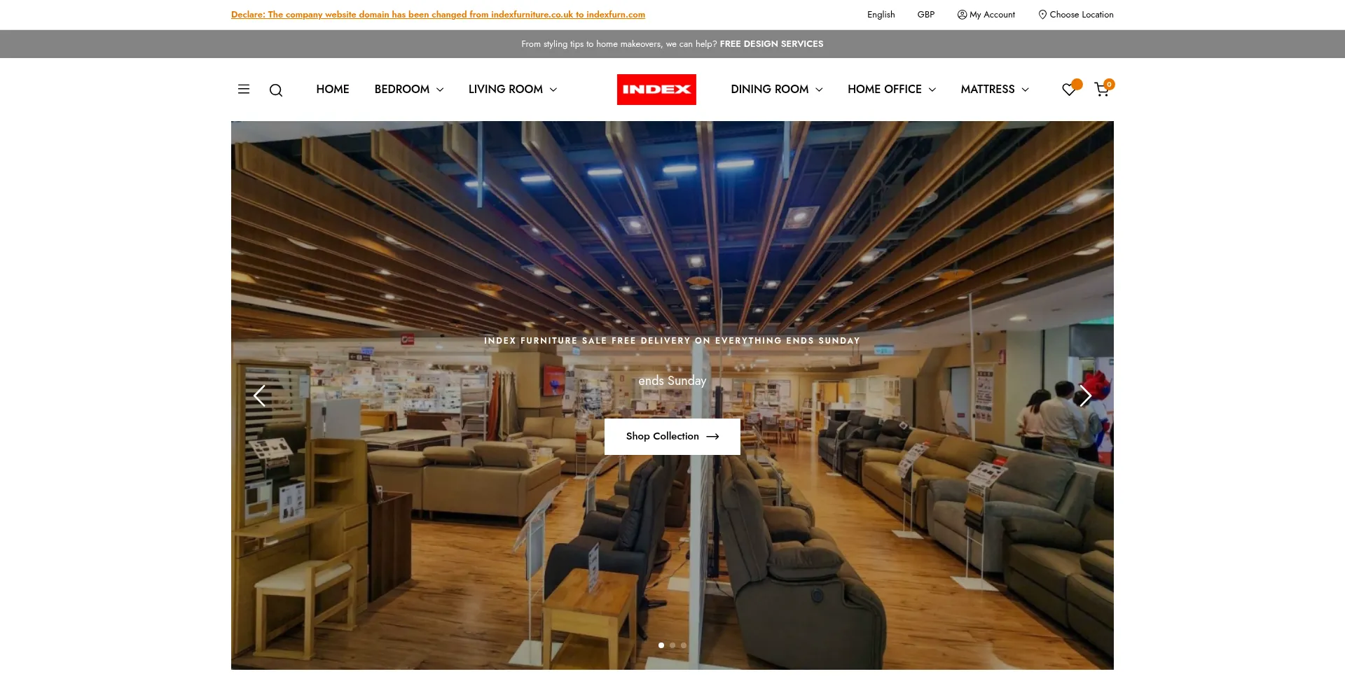 Website screenshot of Indexfurn.com