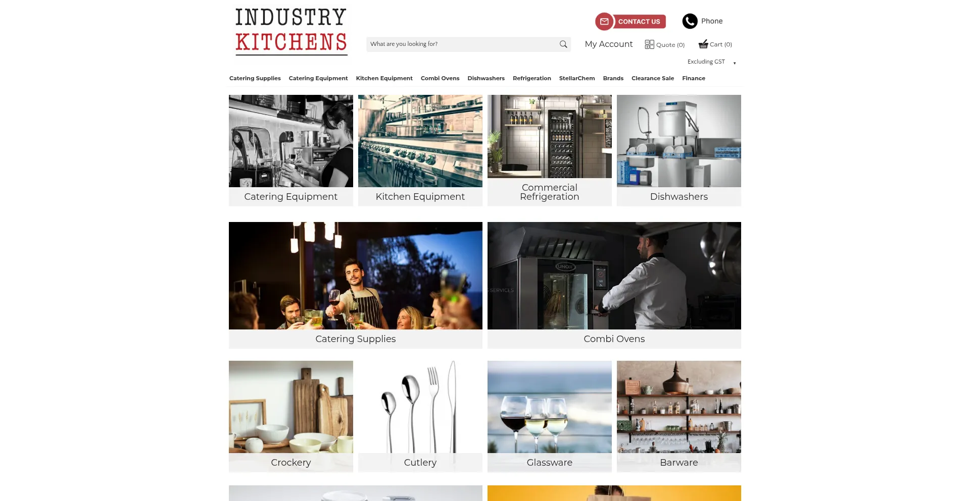 Website screenshot of Industrykitchens.com.au