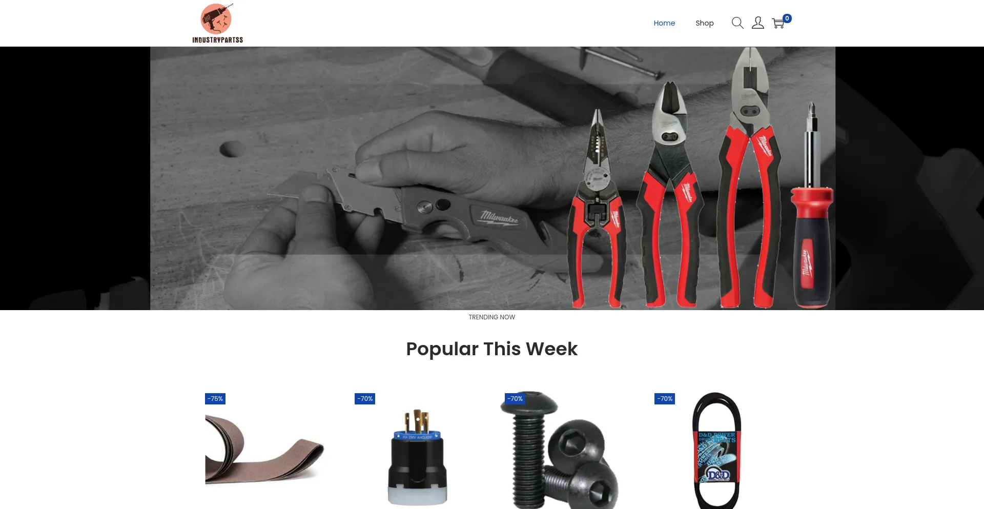 Website screenshot of Industrypartss.com