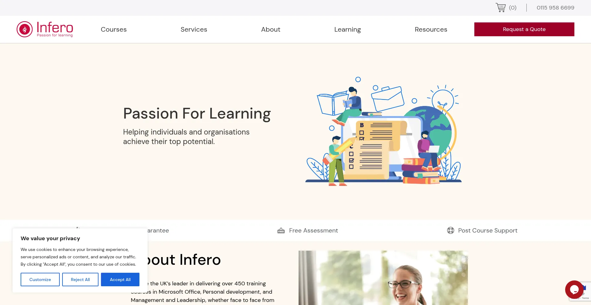 Website screenshot of Inferotraining.com