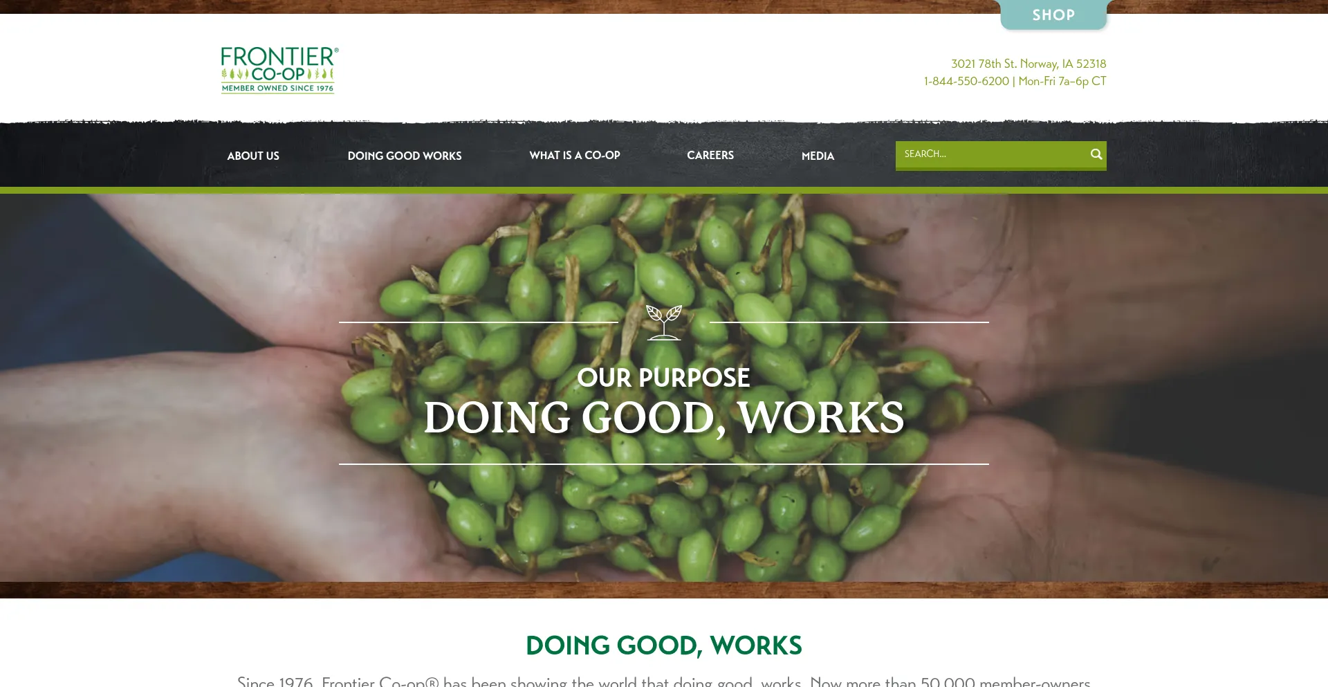 Website screenshot of Info.frontiercoop.com